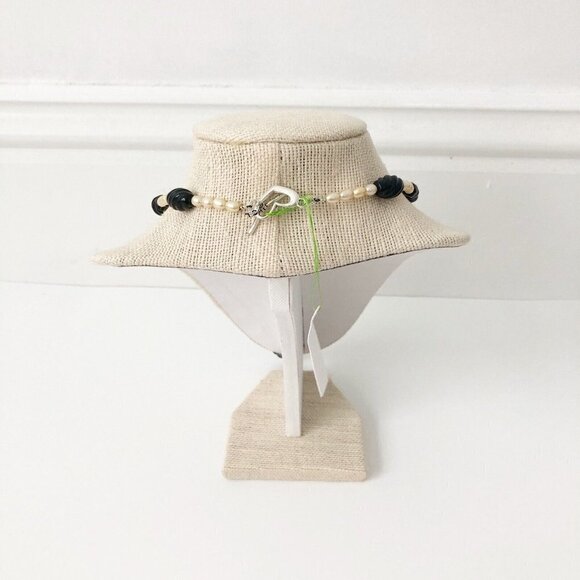 NWT Genuine Geode, Black Onyx & Pearls Beads Beaded Necklace Black White Gray - Picture 4 of 5